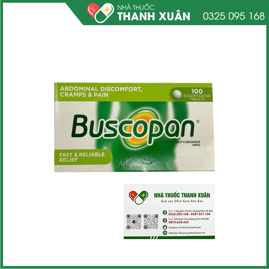 Buscopan 10mg giảm co thắt cơ trơn đường sinh dục, tiết niệu, đường tiêu hóa
